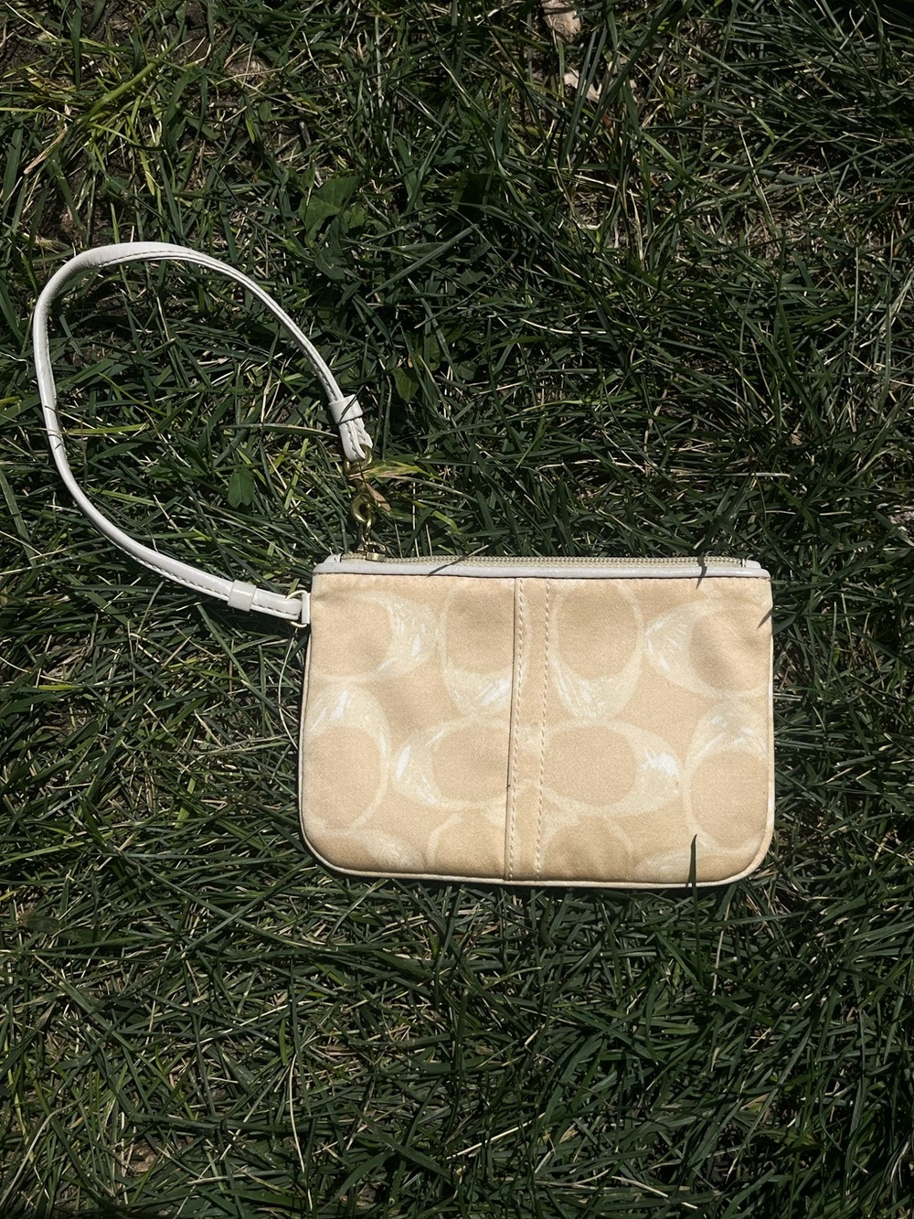 Coach Yellow Signature Wristlet with White Strap